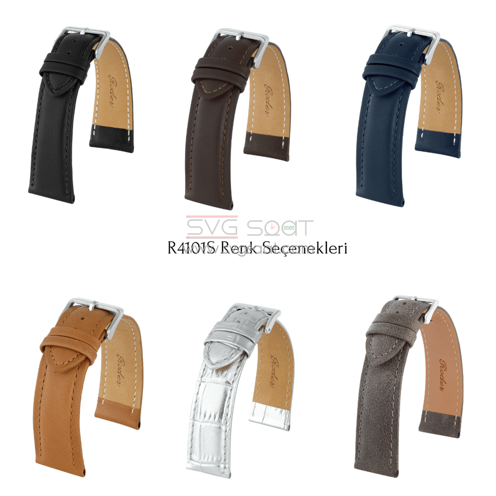 R4101S RODER DERİ KAYIŞ - SİYAH - 22MM