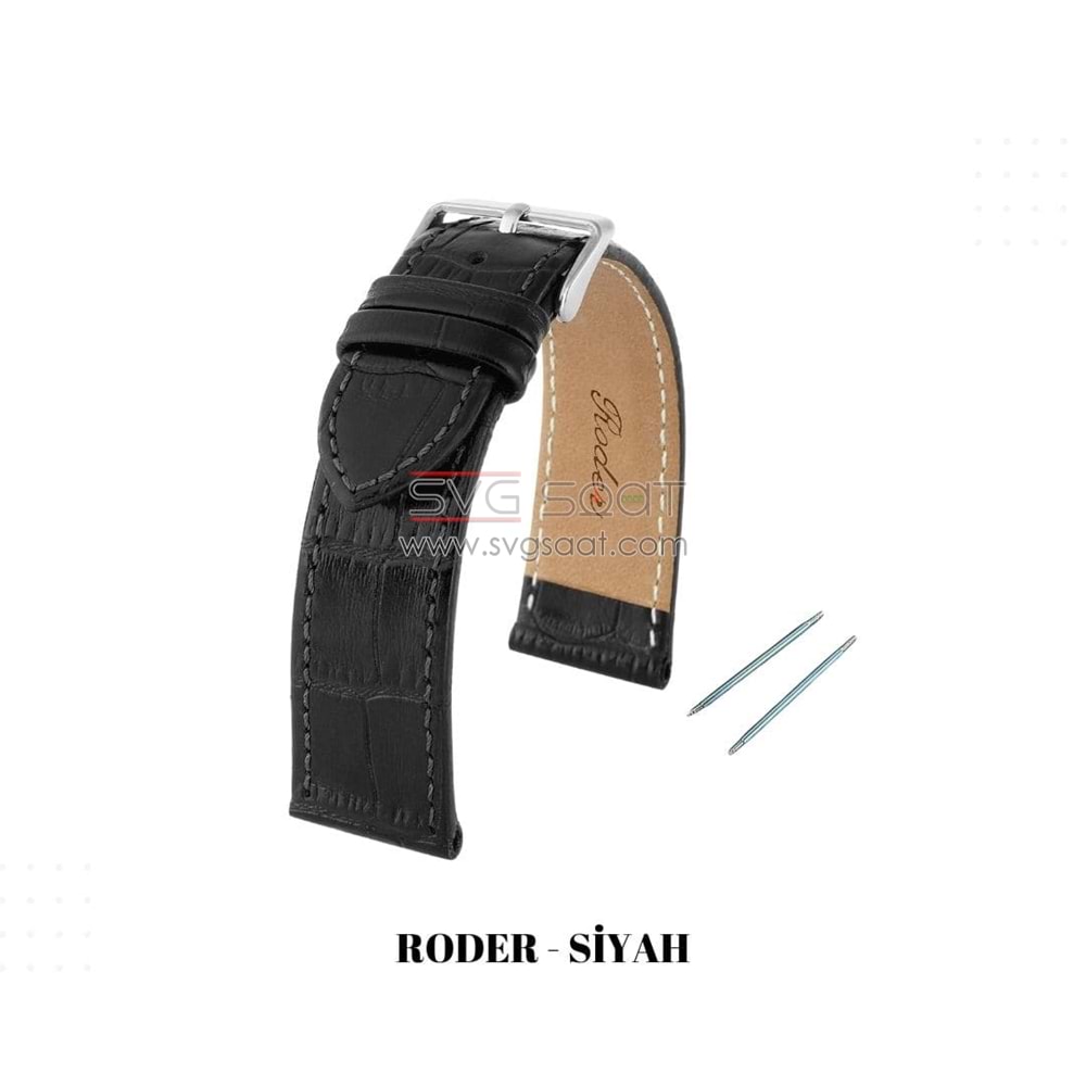 R4149S RODER DERİ KAYIŞ - SİYAH - 22MM