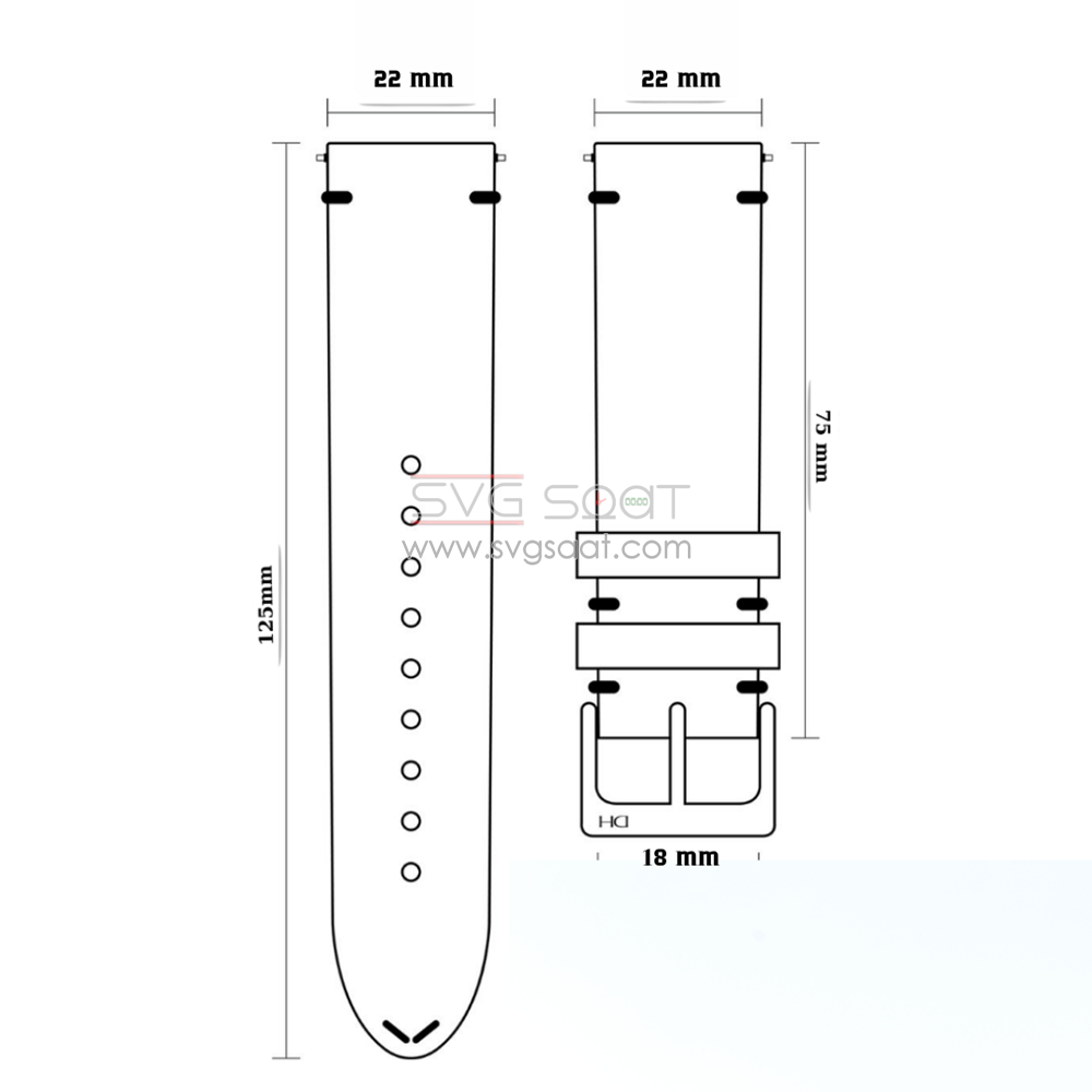 R4102S RODER DERİ KAYIŞ - SİYAH - 22MM