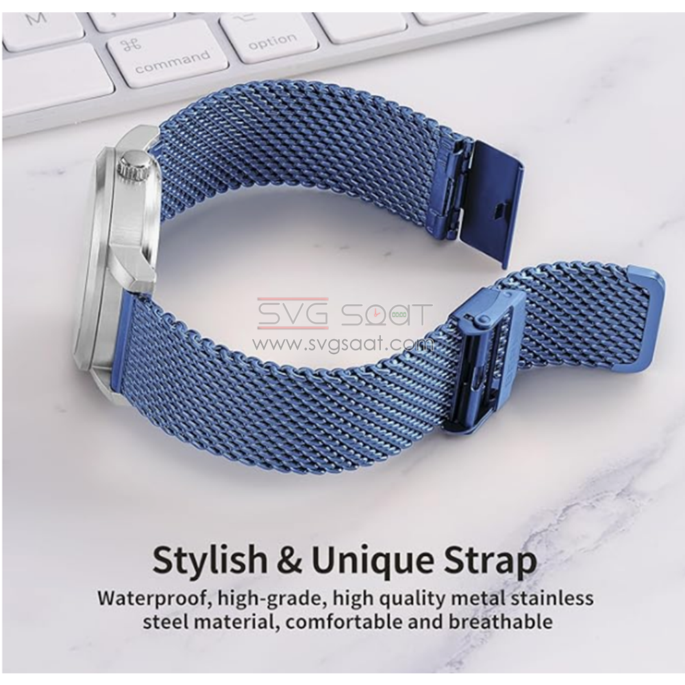 PASLANMAZ ÇELİK KORDON MK1003 - BLUE - 22MM